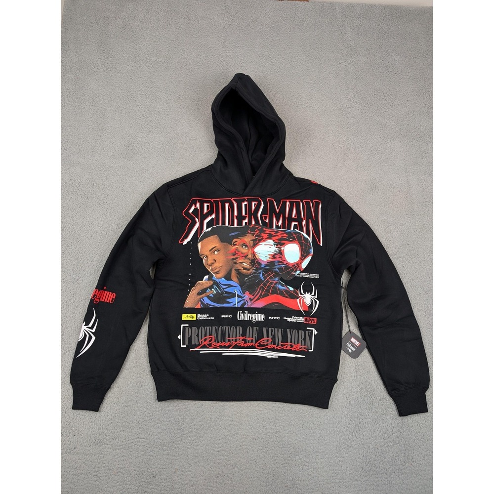 Civil Regime Marvel Spider Man Hoodie Mens Small Black Miles Chaos Oversized New